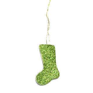 GIFT TAG GLITTER SOCKS GREEN - 24 PER PACK