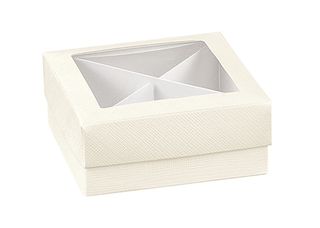 IVORY CLEAR TOP BON BON BOX LARGE 12(L) x 12(W) x 4(H) cm WHITE