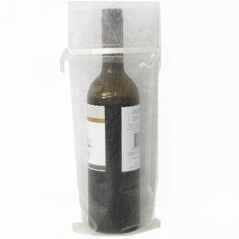 POUCH WINE ORGANZA 35(H) x 15(W)cm CREAM (PACK OF 10)