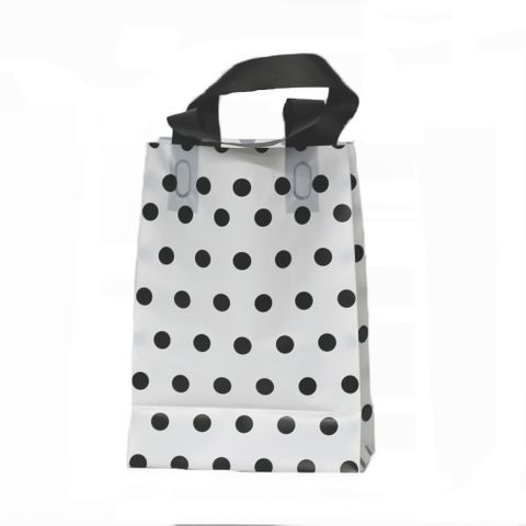 SOFTLOOP BAG SML 27H x 19.5W x 10G cm WHITE/BLACK DOTS (25 PER PK)