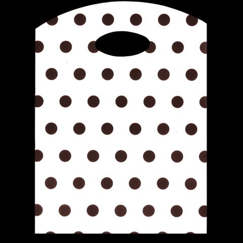 CURVE TOP BAG SML 300(H)x210(W)mm WHITE/BLACK DOTS (100)-70 MICRON