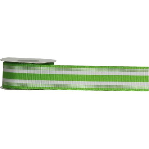 POLLYPOP 38mm x 9Mtr LIME/WHITE STRIPES (WIRED)