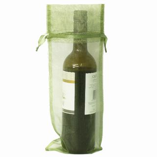 POUCH WINE ORGANZA 35(H) x 15(W)cm OLIVE GREEN (PACK OF 10)