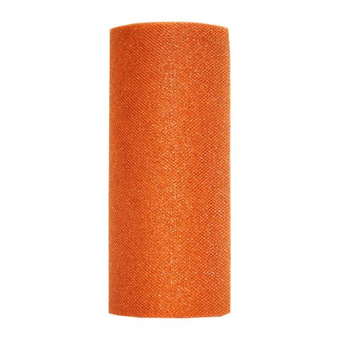 TULLE GLITTER  150mm x 25Mtr ORANGE