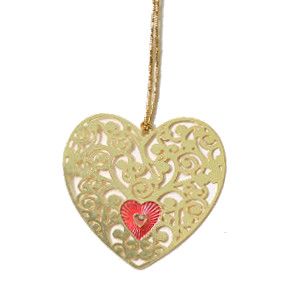 GIFT TAG BRASS DECORATIVES HEARTS - 10 PER PACK