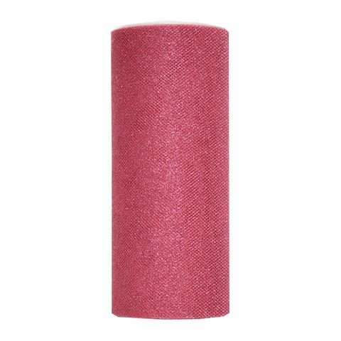 TULLE GLITTER  150mm x 25Mtr ROSE PINK