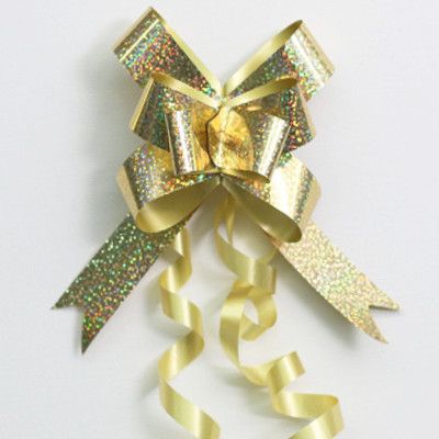 PULL BOW HOLOGRAPHIC 22mm GOLD (PACK OF 100)
