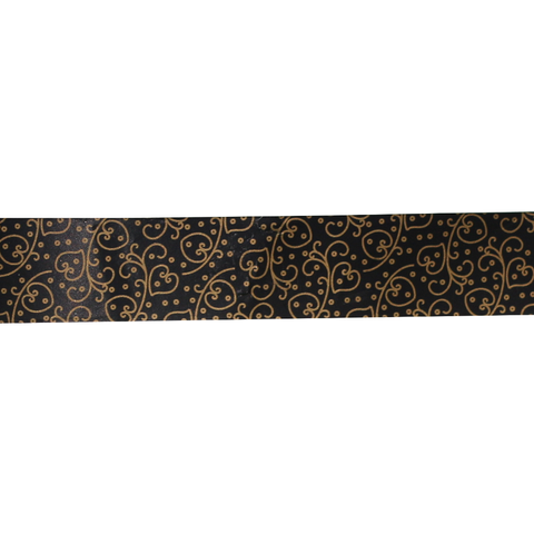 HEART FLORA SATIN 38mm x 50Mtr BLACK/GOLD-BUY 1 GET 1 FREE