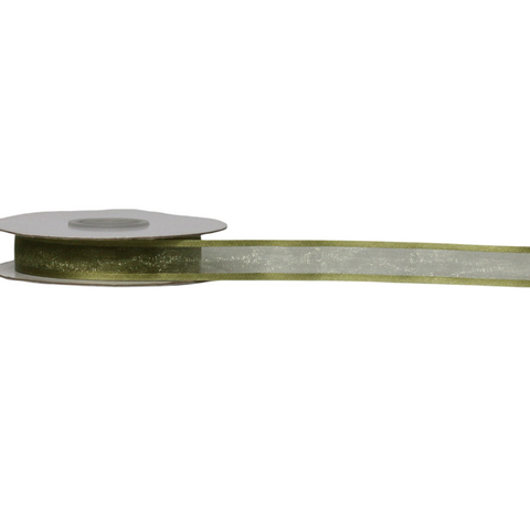 ORGANZA SATIN EDGE ( CAPRICE ) 15mm x 23Mtr SAGE GREEN