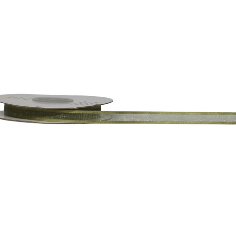 ORGANZA SATIN EDGE ( CAPRICE ) 10mm x 23Mtr SAGE GREEN