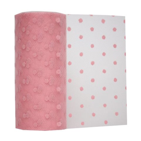 TULLE DOT 150mm x 23Mtr PALE PINK