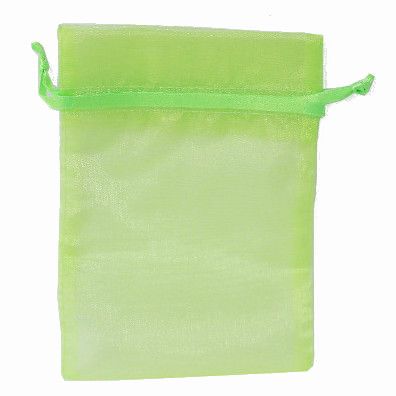 POUCH ORGANZA MEDIUM 17(H) x 12.5(W)cm LIME GREEN (PK OF 10)