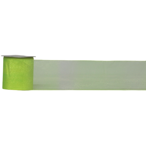 ORGANZA WOVEN EDGE 70mm x 23Mtr LIME GREEN