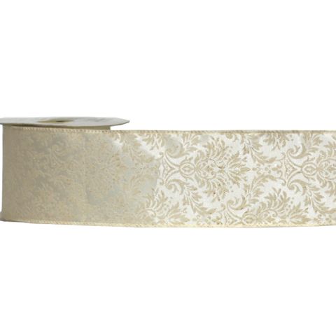 GEO FLORAL 60mm x 9Mtr TAUPE (WIRED)