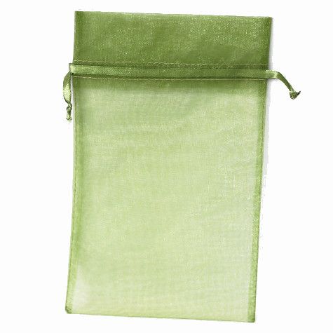 POUCH ORGANZA LARGE 25(H) x 15(W)cm OLIVE GREEN (PACK OF 10)
