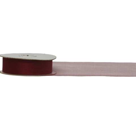 SPARKLE ORGANZA 25mm x 50Mtr BURGUNDY