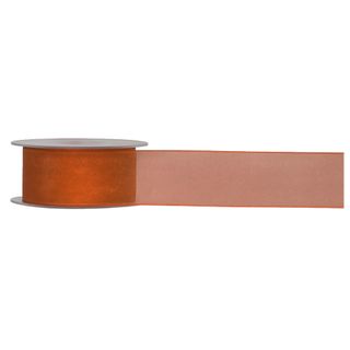 ORGANZA WOVEN EDGE 38mm x 50Mtr BURNT ORANGE