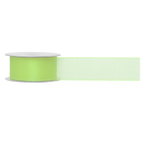 ORGANZA WOVEN EDGE 38mm x 50Mtr PALE LIME
