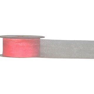 ORGANZA WOVEN EDGE 38mm x 50Mtr ROSEBUD PINK