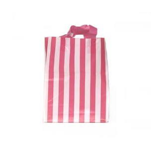 SOFTLOOP BAG SML 27H x 19.5W x 10G cm WH/PINK STRIPE (25/PK)