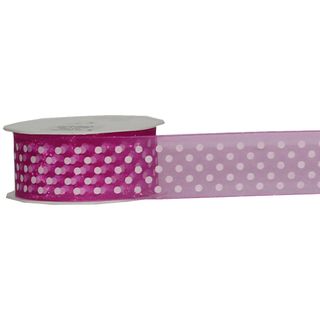 DA VINCI DOT 38mm x 20Mtr HOT PINK / WHITE DOTS