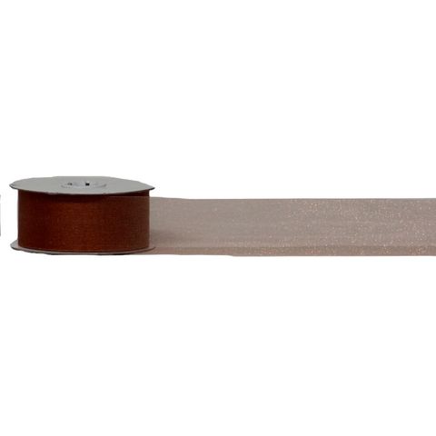 SPARKLE ORGANZA 38mm x 50Mtr DARK BROWN