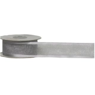 ORGANZA SATIN EDGE ( CAPRICE ) 38mm x 23Mtr SILVER
