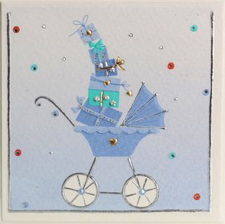 GIFT CARD BLUE PRAM 78mm x 78mm MIN BUY 10