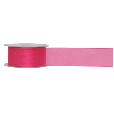 ORGANZA WOVEN EDGE 38mm x 50Mtr HOT PINK