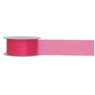 ORGANZA WOVEN EDGE 38mm x 50Mtr HOT PINK