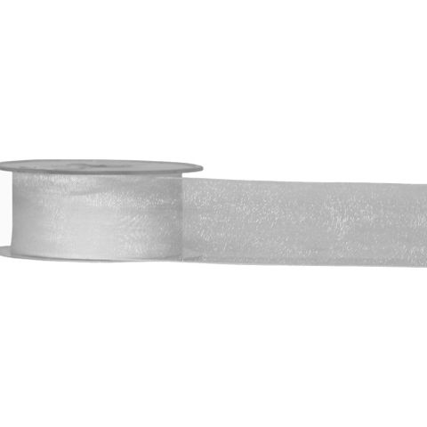 ORGANZA WOVEN EDGE 38mm x 50Mtr WHITE