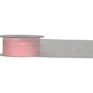ORGANZA WOVEN EDGE 38mm x 50Mtr DUSKY PINK