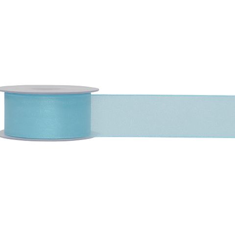 ORGANZA WOVEN EDGE 38mm x 50Mtr PALE BLUE