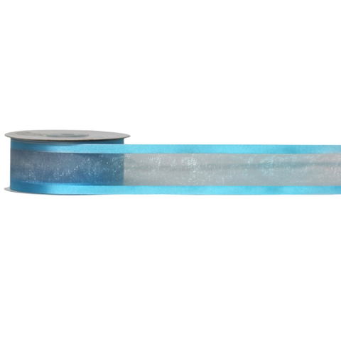 ORGANZA SATIN EDGE ( CAPRICE ) 38mm x 23Mtr TURQUOISE