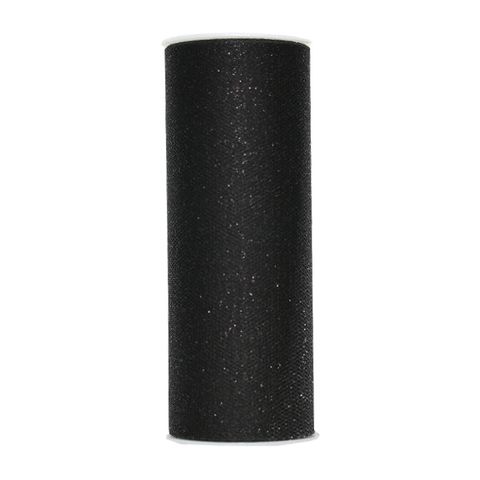 TULLE GLITTER 150mm x 25Mtr BLACK