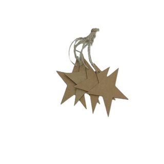 GIFT TAG BROWN STAR - 12 PER PACK