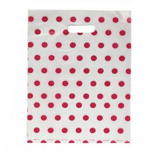 DIECUT BAG LRG 52(H) x 41.5(W) cm WHITE/PINK DOT (50 PER PAC