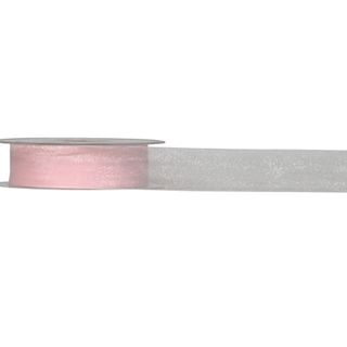 ORGANZA WOVEN EDGE 25mm x 50Mtr PALE PINK