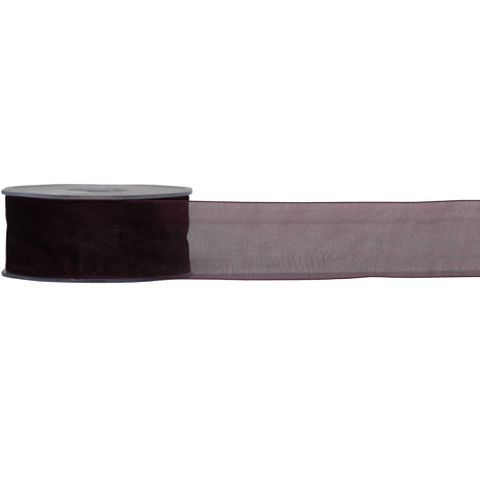 ORGANZA WOVEN EDGE 38mm x 50Mtr AUBERGINE