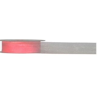 ORGANZA WOVEN EDGE 25mm x 50Mtr ROSEBUD PINK