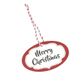 GIFT TAG RED/WHITE OVAL MERRY CHRISTMAS - 10 PER PACK