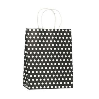 KRAFT BAG BLACK / WHITE DOT MEDIUM 27H x 21W x 11G cm-200 UN