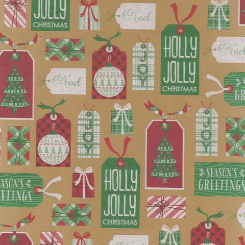 MINI ROLL XMAS TAGS - RECYCLED 200mm x 50Mtr (NO RETURNS)