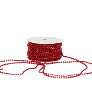 JEWEL BEADS 4mm x 25Mtr RED