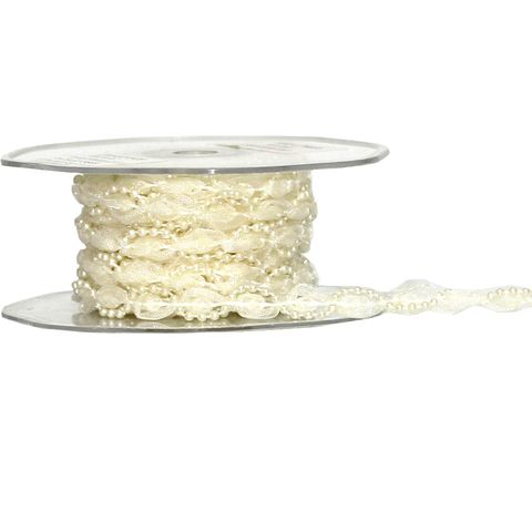 BEADS & LACE WAVE 10mm x 10Mtr CREAM