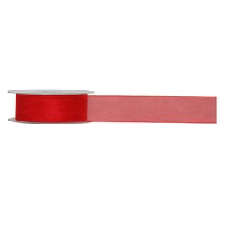 ORGANZA WOVEN EDGE 25mm x 50Mtr RED