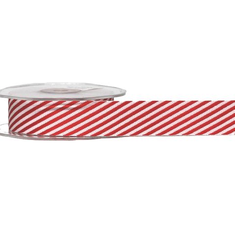 STRIPE RED COTTON RIBBON 25mm x 10Mtr