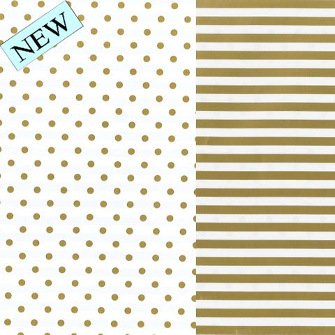 STRIPE / DOT WHITE & GOLD 500mm x 50Mtr (DOUBLE SIDED)