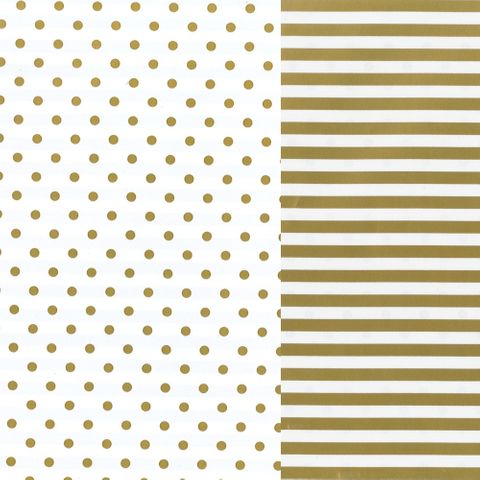 STRIPE / DOT WHITE & GOLD 500mm x 50Mtr (DOUBLE SIDED)