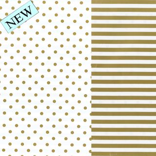 STRIPE / DOT WHITE & GOLD 500mm x 50Mtr (DOUBLE SIDED)